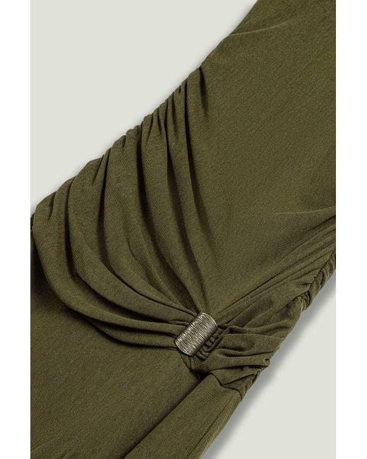 Nocturne Green Neutrals Halter Neck Draped Maxi Dress