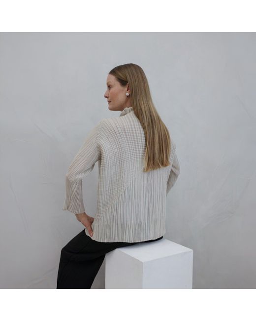 London Atelier Byproduct Gray Neutrals Multi Way Accordion Pleated Shirt
