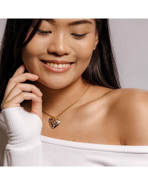 Cloud Haven Metallic Paw Prints On My Heart Necklace