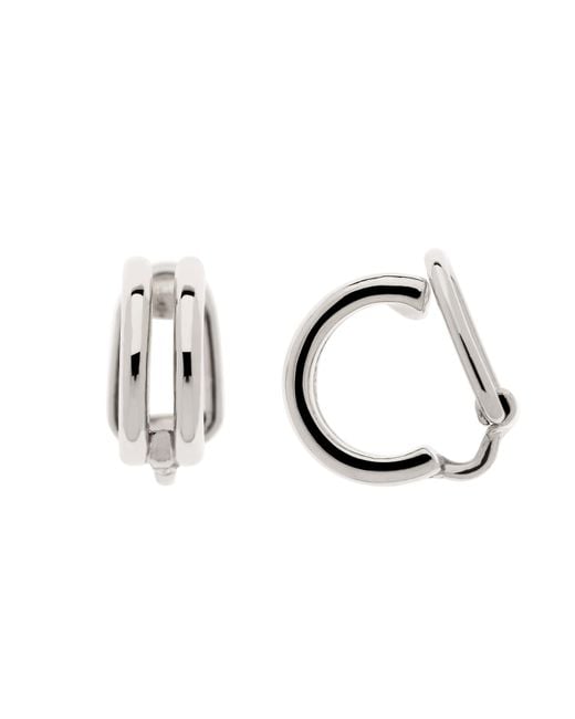 Emma Holland Jewellery White Platinum Double Hoop Mini Clip Earrings