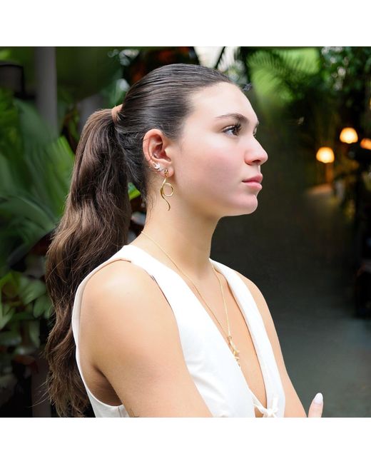Ebru Jewelry Metallic Onyx Eyed Serpent Earrings