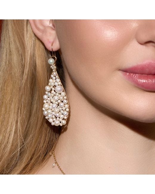 Corina Mardari Jewelry Metallic Statement Pearl Handmade Earrings