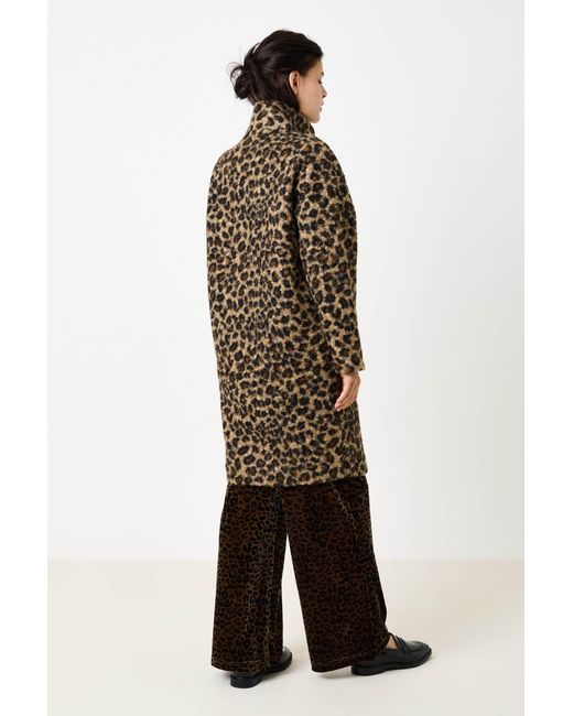 Louche Brown Donalda Animal Funnel Neck Coat