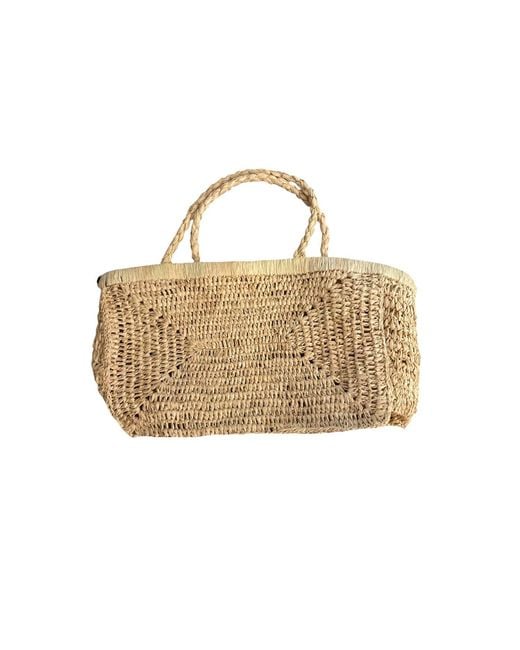 Zanatany Concepts Metallic Neutrals Clipa Medium Raffia Bag