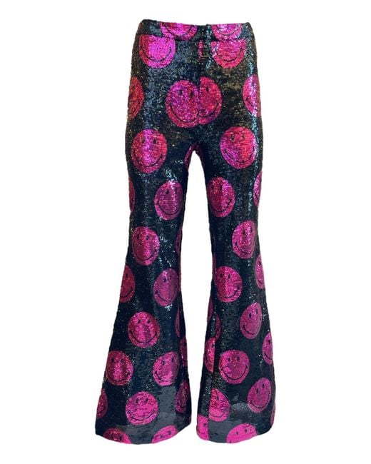 Any Old Iron Purple Smiley Sequin Trousers