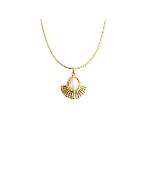 Maison De Gala Metallic Pearl Sunburst Pendant Necklace