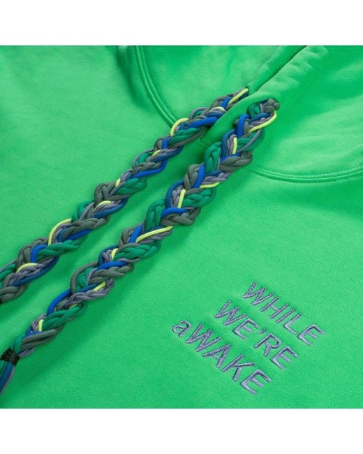 While We're Awake Green Dark Braid On Braid Hoodie