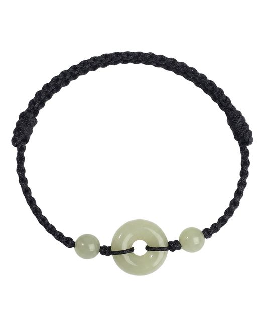 seree White Kids Jade Peace Buckle Woven Bracelet Anklet