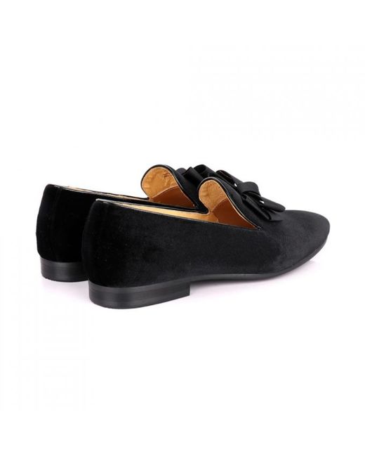 DAVID WEJ Black Alfred Velvet Bow Tie Loafers for men