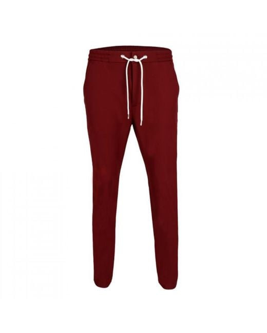 DAVID WEJ Red Ashford Plain Drawstring Trouser – Burgundy for men