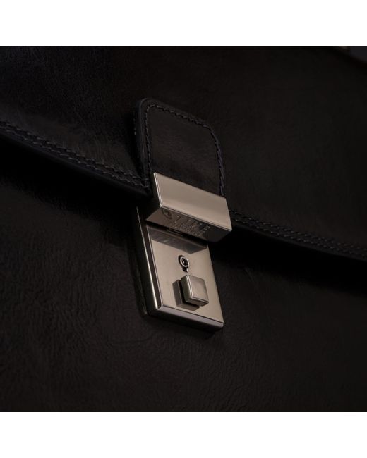 Time Resistance Black Leather Briefcase for men