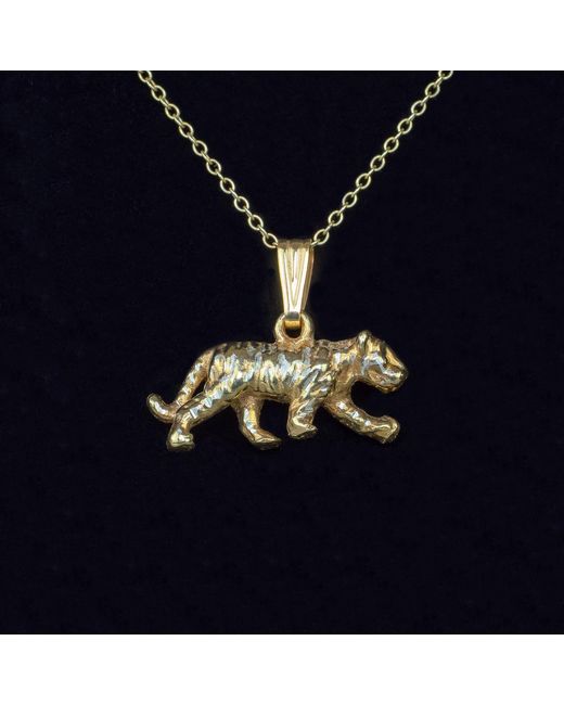 Simon Kemp Jewellers Metallic Big Tiger Prowling Pendant Eighteen Carat On Solid Sterling