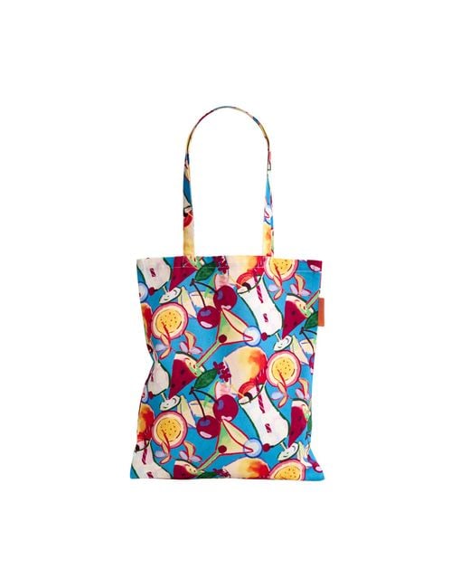 Lost Pattern Blue Party Time Cotton Tote Bag