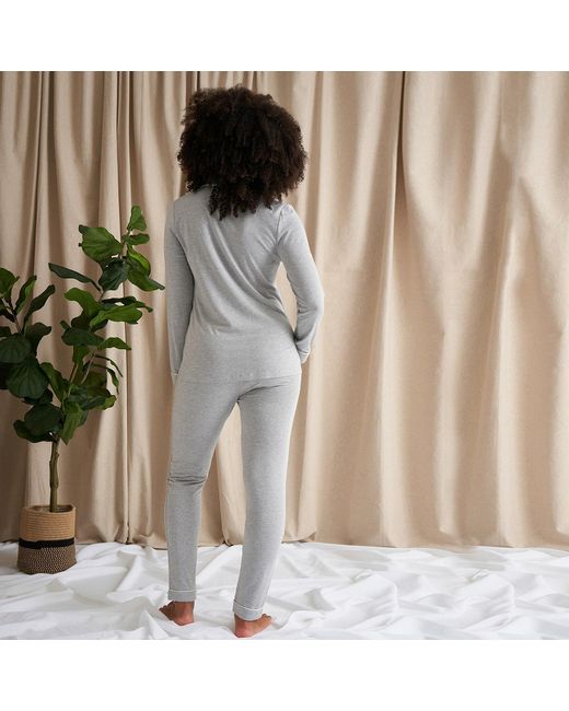 Pretty You London Gray Bamboo Long Sleeved Trouser Pyjama