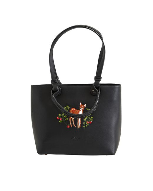 Fable England Black Fable Fawn Embroidered Tote