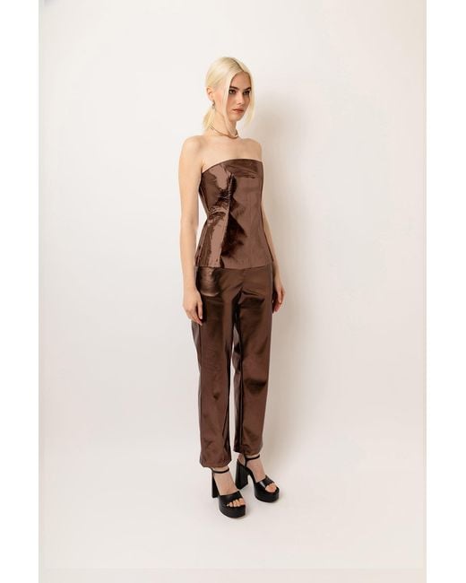 Amy Lynn Brown Lupe Mocha Metallic Trousers