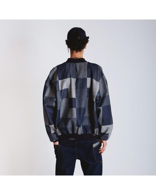 Win Out Blue Patchwork Denim Bomber for men