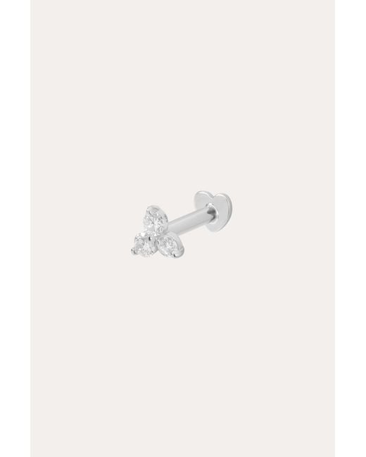 Vanhi White 14K Solid Lab-Grown Diamond Trinity Flat Back Stud