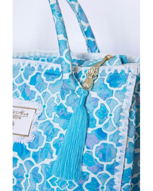 Sophia Alexia Blue Azure Mosaic Barbados Beach Bag