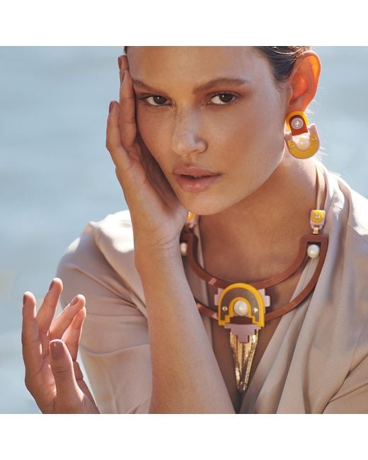 Gissa Bicalho Brown Handmade Acrylic Necklace Tikal