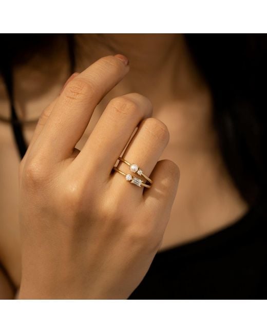 Diamonbliss Metallic Round & Emerald Cuts Ring
