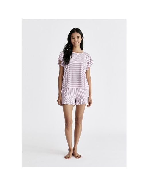 Paisie Purple Frill Pyjama T-Shirt And Shorts
