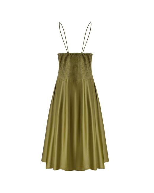 Úchè Green Satin Slip Dress With Pockets