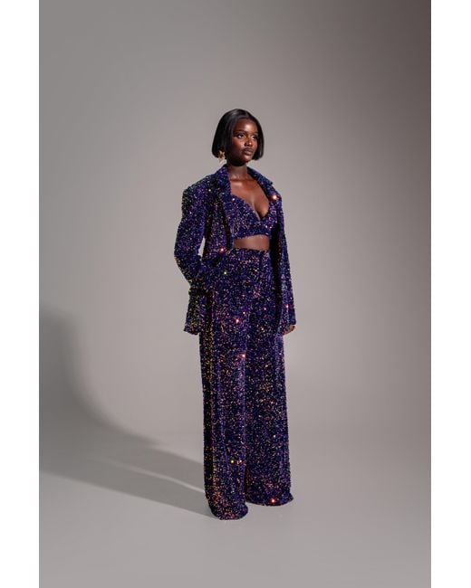 Ofuure Blue Liza Sequin Bra Top