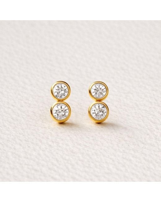Lily Flo Jewellery Metallic Double Diamond Stud Earrings