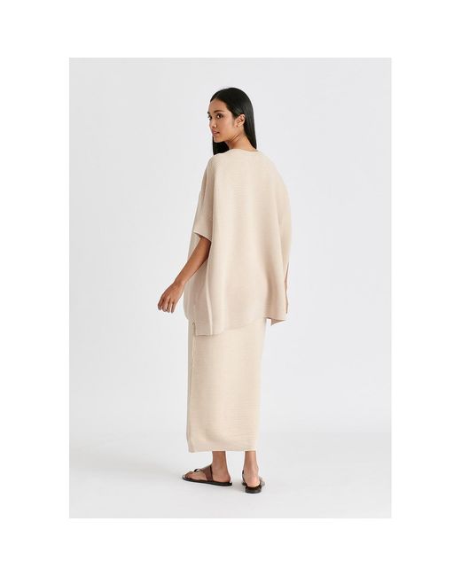 Paisie Natural Neutrals Short Sleeve Ribbed Jumper