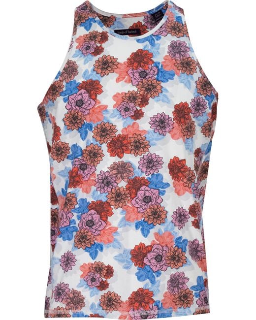 Lords of Harlech Red Tedford Snap Floral Tank for men
