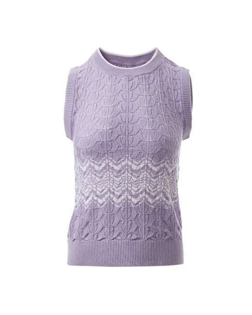Fully Fashioning Purple Mahalia Crochet Knit Vest