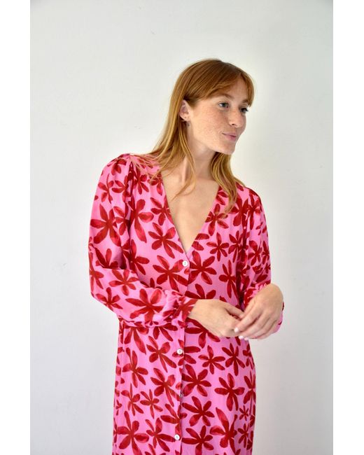 Mind Traveler Red Micaela Floral Dress