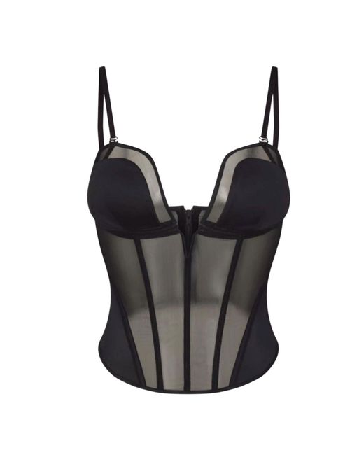 Lunatic Femme Black Double Entendre Silk Bustier With Removable Cups
