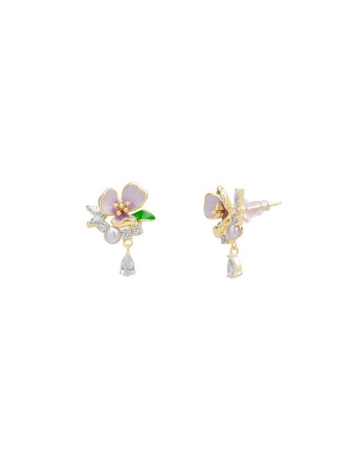 Spero London Metallic Pansy Floral Earring
