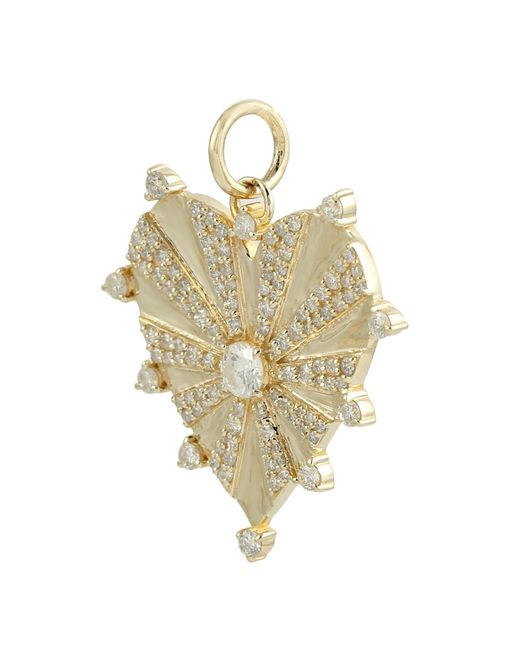 Artisan Metallic Natural Diamond In 14k Solid Yellow Gold Heart Design Fashionable Pendant