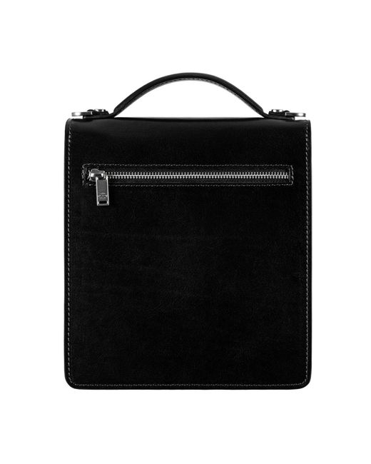 Time Resistance Black Small Leather Briefcase for men