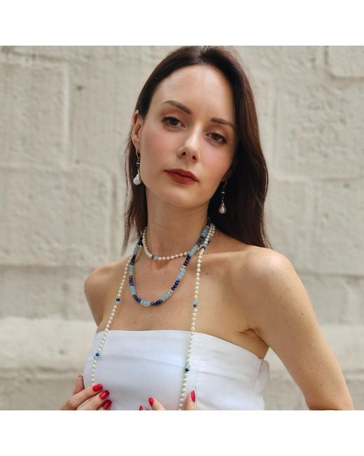 Farra Blue Lapis With Opal Color Matching Necklace