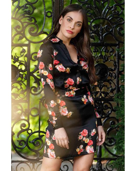 Sophie Cameron Davies Black Peony Silk Mini Skirt