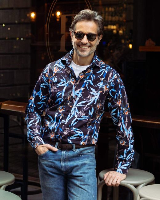 Blake Mill Blue Electric Bamboo Shirt for men