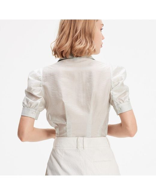 Smart and Joy Gray Chemisier Organza À Manches Courtes