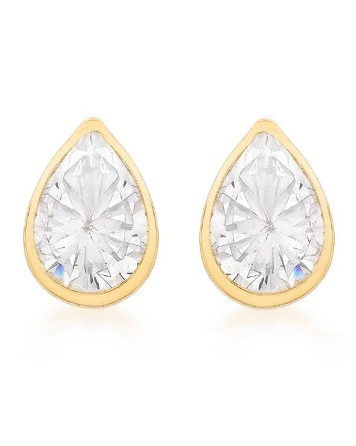 Posh Totty Designs Metallic Teardrop Gold Stud Earrings With Cubic Zirconia