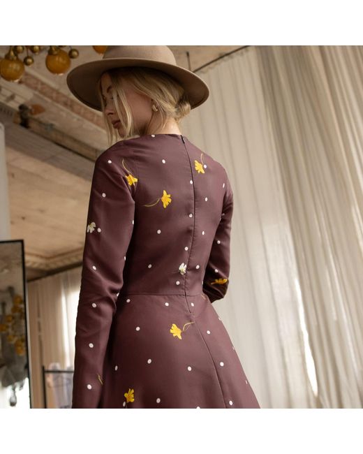 RainSisters Red Fit & Flare Long Sleeve Midi Dress: Vintage Flare