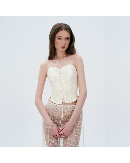 Elsava White Ivory Bloom Corset
