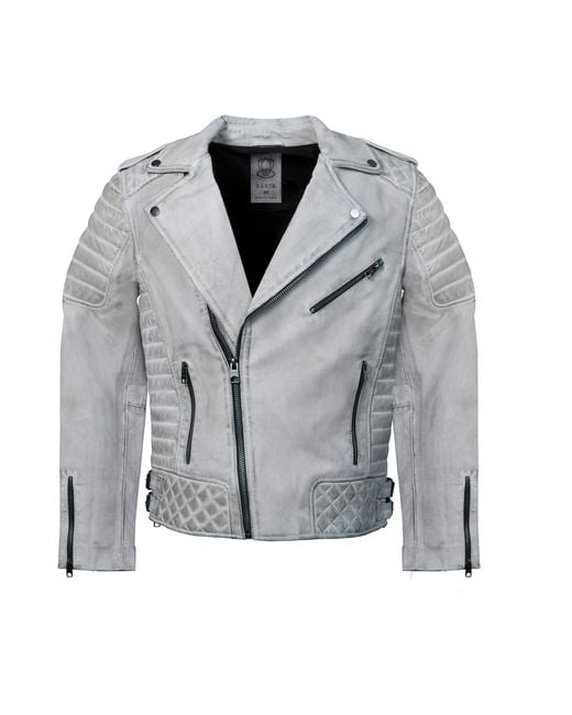 Zasta Studio Gray Motorcycle- Biker Jacket for men