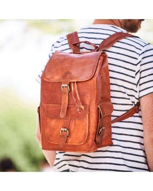 VIDA VIDA Brown Vida Vintage Classic Leather Backpack