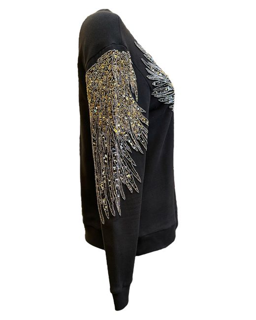 Any Old Iron Black Golden Beady Eagle Beaded Sweatshirt