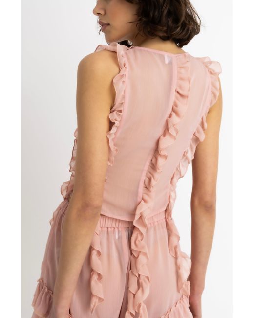 Amy Lynn Pink Paola Ruffle Chiffon Top