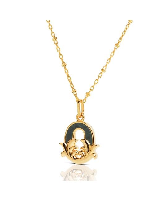 Kasun Metallic Plated O Initial Necklace With Marble