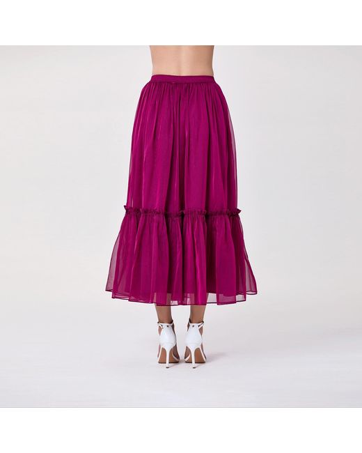 Smart and Joy Purple Boho-Style Ruffled Skirt With Elastic Waistband